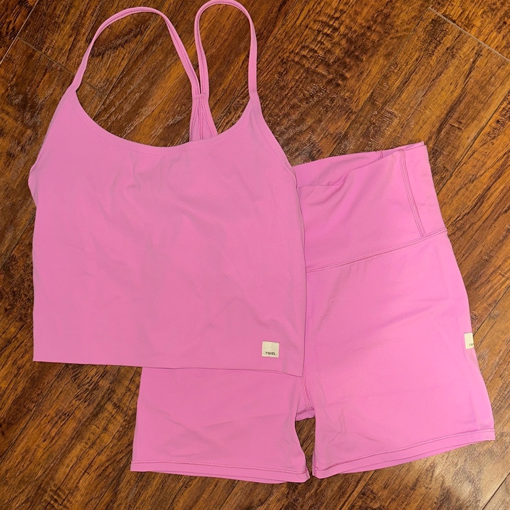Vuori All the Feels Pink Tank Top and Shorts Set